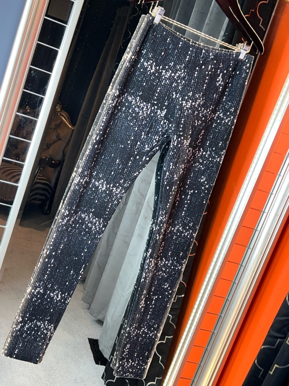 Midnight Galaxy Rain High-Rise Sculpting Stretch Trousers 🌌✨🌑